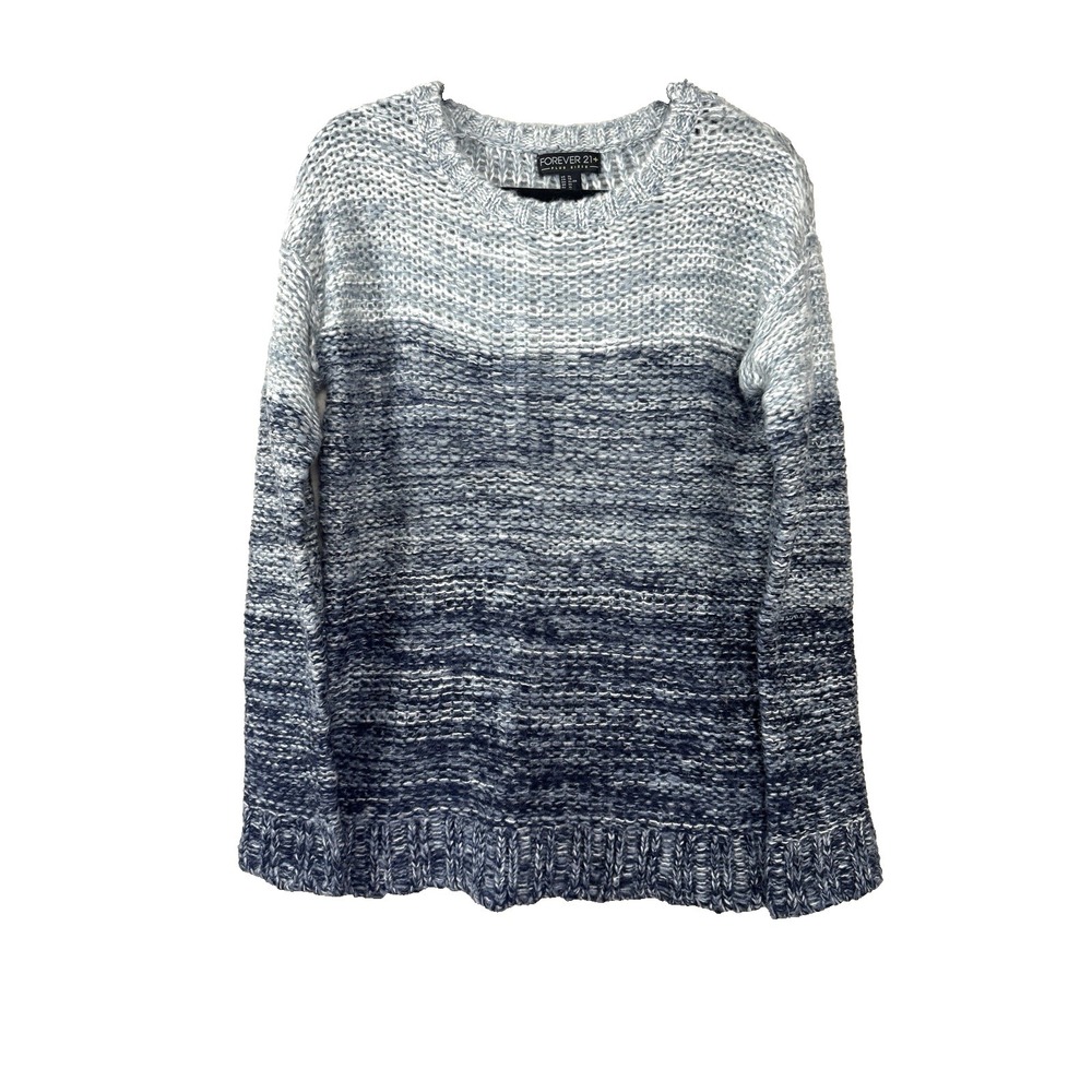 Vintage Y2K Forever21 XL Sweater Ombre Marled Knit Crewneck Chunky Fisherman